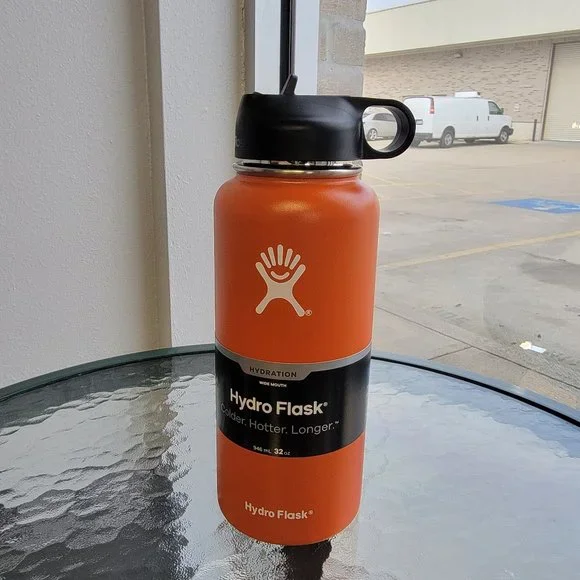 With Straw 22 Oz Engraved Hydro Flask Tumber Orange Hydroflask